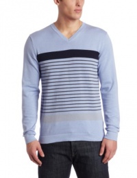 Kenneth Cole Men's V-Neck Printed Stripe Sweater