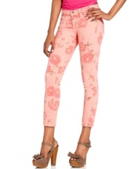 Lucky Brand Jeans' floral-print jeans have edgy appeal thanks to a curve-hugging fit and a cute cropped length!