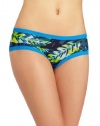 OnGossamer Women's Triple Twist Mesh Boyshort Panty, Fronds with Benefits, Small