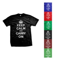 Men's Keep Calm And Chive On + Carry On T-Shirt Tee Funny Graphic Tee