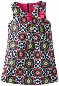 Hartstrings Girls 2-6X Toddler Printed Cotton Stretch Sateen Dress, Geometric Print, 2T