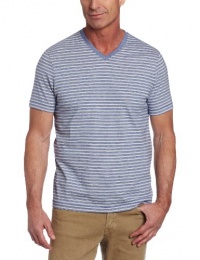 Perry Ellis Men's Big-Tall Short Sleeve Stripe V-Neck