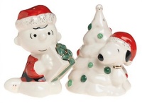 Lenox Snoopy's Christmas Earthenware Salt and Pepper Set