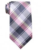 With a preppy exploded plaid, this Perry Ellis tie keeps your work wardrobe on its toes.