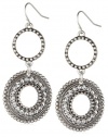 Jessica Simpson Crystal Double Ring Silver-Tone Earrings