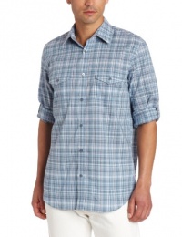 Calvin Klein Sportswear Men's Long Roll-Up Sleeve Madras Plaid Lightweight Poplin