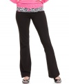 Get your stretch on in these flare-leg yoga pants from Jenni! A lace-accented fold-over band equips the pants with tons of personality.