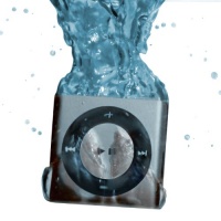 SILVER - 100% WATERPROOF Apple iPod shuffle - waterproofed by UNDERWATER AUDIO for swimming, surfing and dancing in the rain