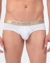 Contour-pouch briefs with a superior fit and gold logo waistband by 2(x)ist.