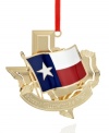 Merry Christmas, Y'all! Celebrate the holidays Lone Star-style with a gold-plated ornament emblazoned with the Texas state flag.