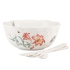 Lenox 820581 Butterfly Meadow Salad Bowl with Wood Servers, White