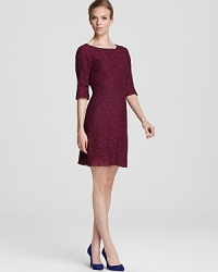 Raglan sleeves lend an of-the-moment look to a lace shift from ABS by Allen Schwartz.