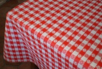 Blue Hill, 52x90; Classic Red Tavern Check, Flannel Backed, Vinyl Tablecloth; Made in the U.S.A