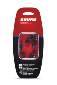 Shure EASFX2-10S Small Soft Flex Sleeves (10 Included/5 Pair) for SE115, SE315, SE425 and SE535 Earphones (Black)