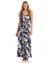 Calvin Klein Women's Printed Maxi Dress, Marine/Black, Medium