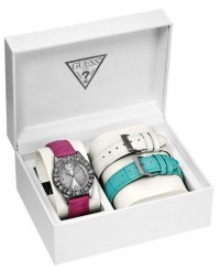 GUESS Watch, Women's Interchangeable Leather Straps Box Set