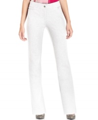 Alfani's sleek straight-leg petite pants are made special with studded detail at the pockets.