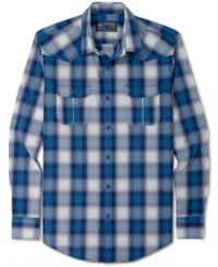 Update your regular ol' button down look with this bold plaid print shirt by American Rag.