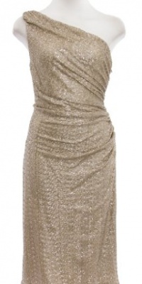 Lauren Ralph Lauren Champagne Matte 'Damaris' One Shoulder Sequin Dress 10