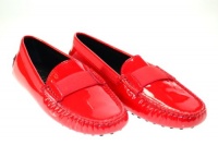 TOD'S Women's evening Moccasins Leather Hot Red Sz 37 0OW0R010