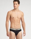 Comfortable, slim-fitting brief crafted in stretch cotton with a wide elasticized logo waistband.Elastic logo waistband95% cotton/5% elastaneMachine washImported