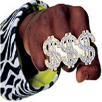 3 Finger Dollar Sign Ring Sign Pimp Bling Costume Accessory