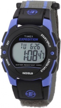 Timex Unisex T49660 Expedition Classic Digital Chrono Alarm Timer Blue/Gray Fast Wrap Velcro Strap Watch