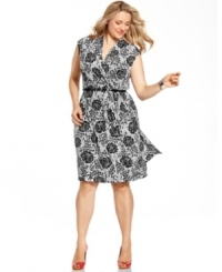 Flaunt your feminine flair with Charter Club's sleeveless plus size dress, finished by a floral-print-- it's perfect for work! (Clearance)