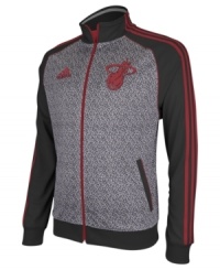 Pay tribute to the Miami Heat wearing their colors in this static jacket by adidas.