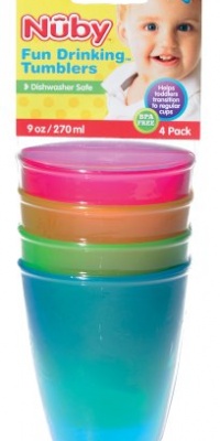 Nuby BPA Free 4 Pack Fun Drinking Cups, 9 Ounce