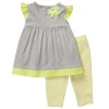 Carter's Girls Little Collections 2-piece Flutter Sleeve Tunic Top and Legging Pants Set Lime/Gray (9 Months)