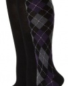 Nine West Women's Argyle Print and Solid Flat Knit 3 Pair Knee High Pack Socks