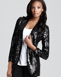 Rock out loud in this sensational sequined Aqua Luxe blazer and bring shine to your every day and night.