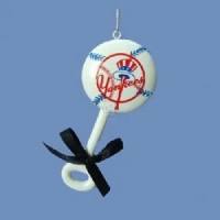 4 POLYRESIN NEW YORK YANKEES BABY RATTLE ORNAMENT - Christmas Ornament