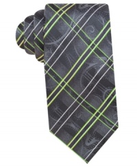 Add a dash of sleek style to your dressy look with this silk printed tie by Alfani.