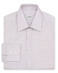 Paired stripes run parallel for a classically inspired dress shirt from Armani Collezioni, dapper with or without a tie.