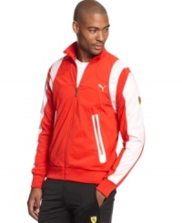 Keep your casual style fast-paced with this sporty Scuderia Ferrari track jacket from Puma.