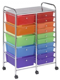 ECR4Kids 15-Drawer Mobile Organizer, Assorted Colors