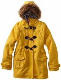 Dollhouse Girls 7-16 Wool Toggle Coat With Faux Fur Trim, Marigold, 16