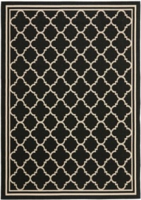 Area Rug 6x9 Rectangle Transitional Black - Beige Color - Safavieh Courtyard Rug from RugPal