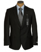 Kenneth Cole Mens 2 Button Black Gray Check Slim Fit Sport Coat Jacket