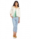 XOXO Juniors Cropped Raw Edge Boucle Jacket, Ivory, Medium