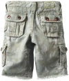 True Religion Boys 2-7 Recon Camo Overdye Twill Cargo Short, Sea Grass, 2