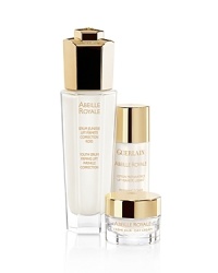 Through extensive research, Guerlain identified bee products as some of the world's most effective natural healing substances, and created Abeille Royale's key active ingredient: the Pure Royal Concentrate. The Abeille Royale Serum uses the active power of bee products to repair wrinkles while lifting and firming skin. The Guerlain Abeille Royale Serum set contains a full size serum and deluxe samples of the toner and day cream. An ideal combination of products to keep skin moisturized and toned from the inside out