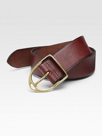 A clean, finishing touch to any ensemble, crafted in smooth vegetable-tanned leather with am equestrian-inspired harness buckle of brushed brass.LeatherAbout 1½ wideImported