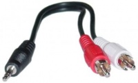 2 x RCA Male / 1 x 3.5mm Stereo Male, Y-Cable, 6 inch