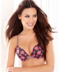 Cute prints in styles that really fit. Maidenform's One Fab Fit embellished push-up bra features front adjustable strap, seamless cups, and lace wings with mesh lining. Style# 7180