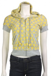 Juicy Couture Women's Hanky Love Terry Short Sleeve Zip Hoodie, X-Small