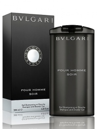 Seductive and precious, Pour Homme Soir is the richest and most sophisticated fragrance of the BVLGARI Pour Homme collection. A unique hair and body wash with a specially enriched formula to soften the skin while making the hair easier to comb and providing extra shine. The intense aromas of Pour Homme Soir unfold when this clear, gentle gel comes in contact with water and envelops into a luxurious foam.