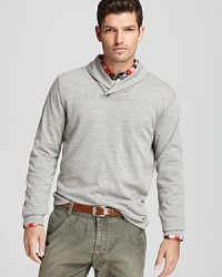 A menswear-inspired shawl collar gives this sweatshirt from BOSS Orange an easy sophisticated edge.